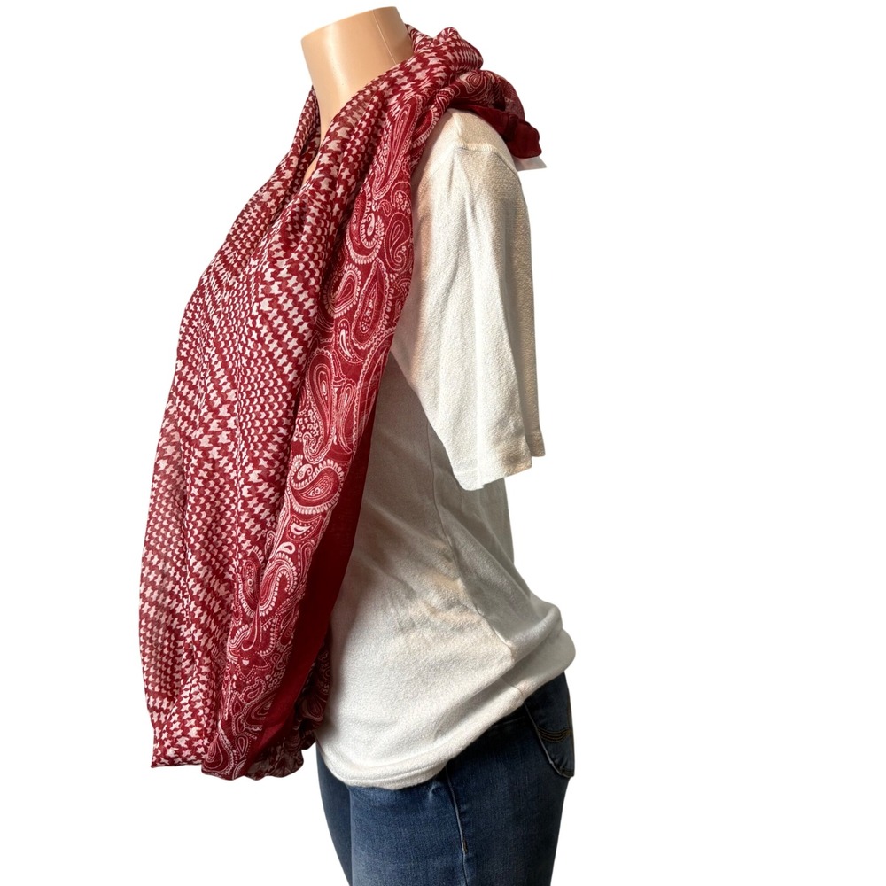Charlotte Russe Infinity Scarf Red Paisley And Houndstooth Dark Academia - Picture 4 of 6